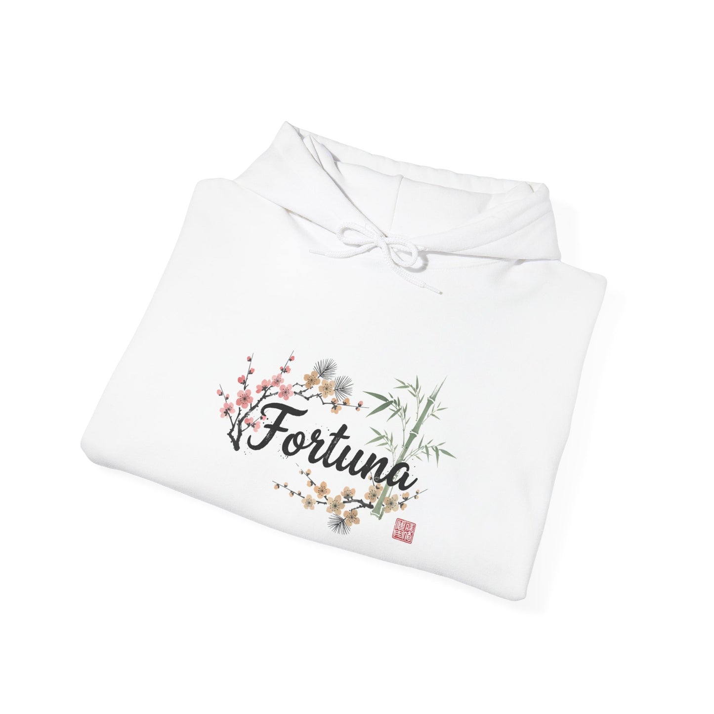Fortuna hoodie | botanical lettering, sleeve florals