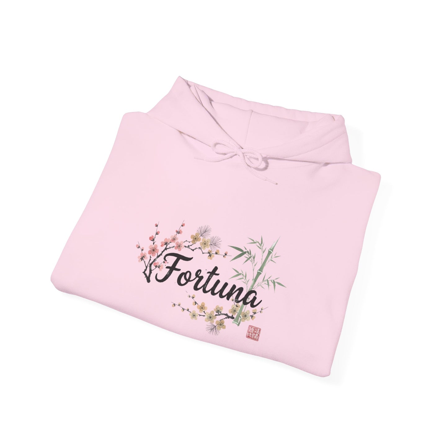 Fortuna hoodie | botanical lettering, sleeve florals