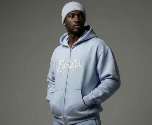 Fortuna Drip Zip Hoodie — Liquid Script Full-Zip Up Hoodie