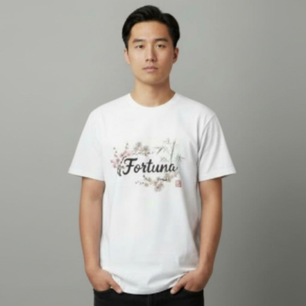 Japanese Floral Brush Script T-Shirt | Fortuna tee
