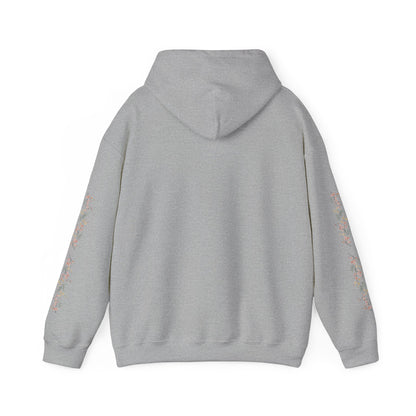 Fortuna hoodie | botanical lettering, sleeve florals