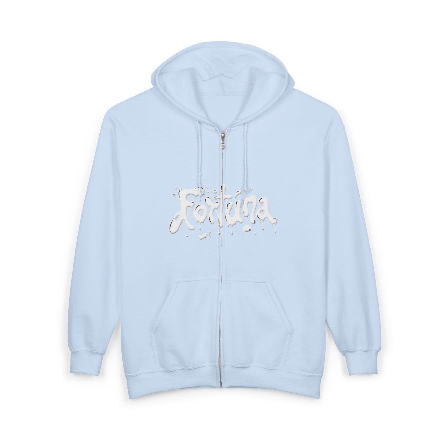 Fortuna Drip Zip Hoodie — Liquid Script Full-Zip Hoodie