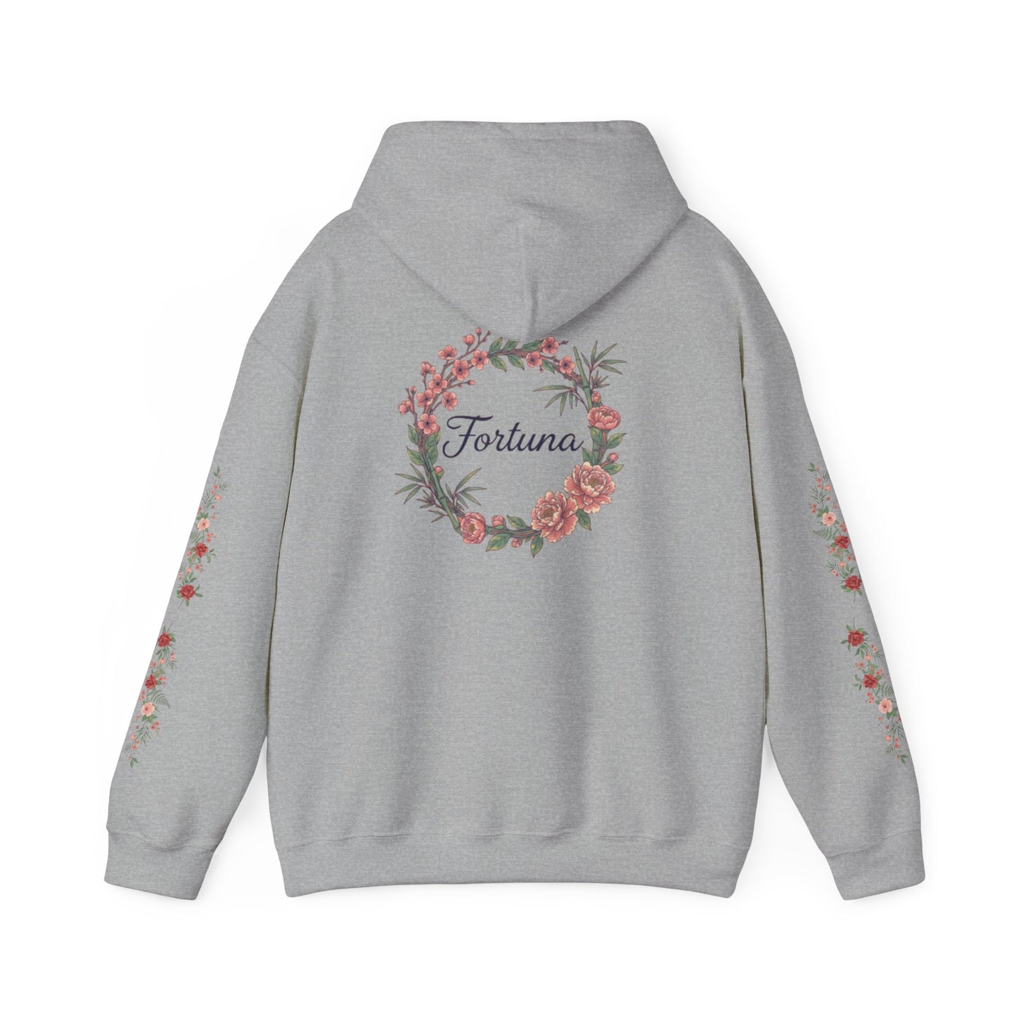 Fortuna floral wreath Hoodie | rose sleeve botanical design
