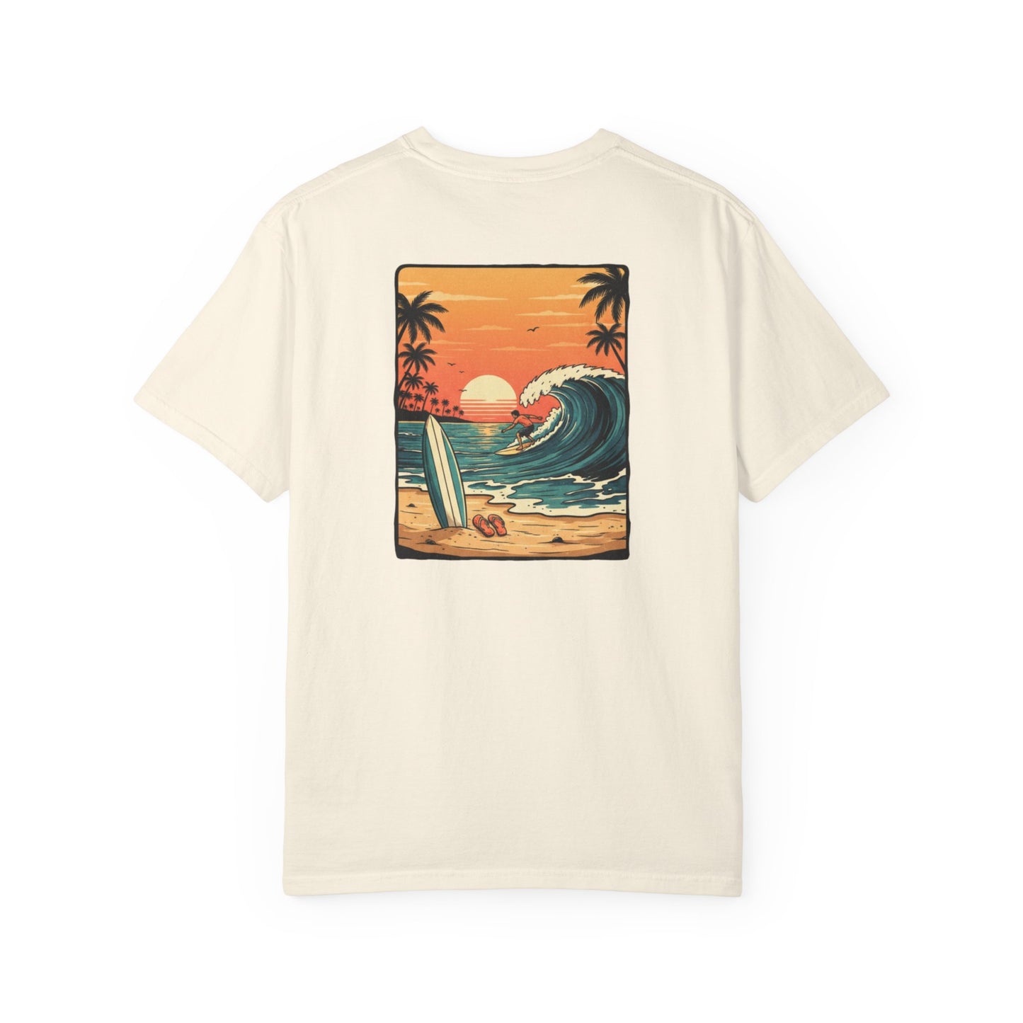 Sunset Surf Scene T-shirt | Retro Beach Wave Illustration