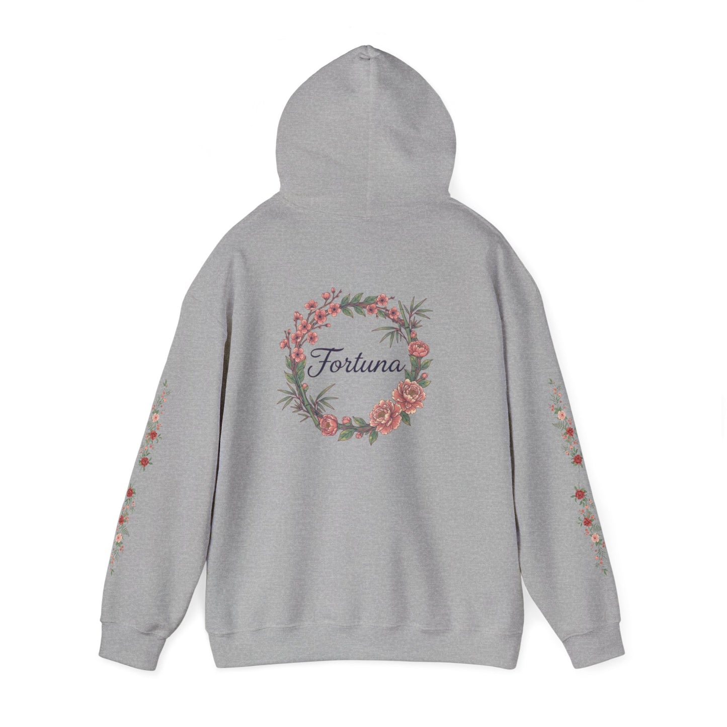 Fortuna floral wreath Hoodie | rose sleeve botanical design