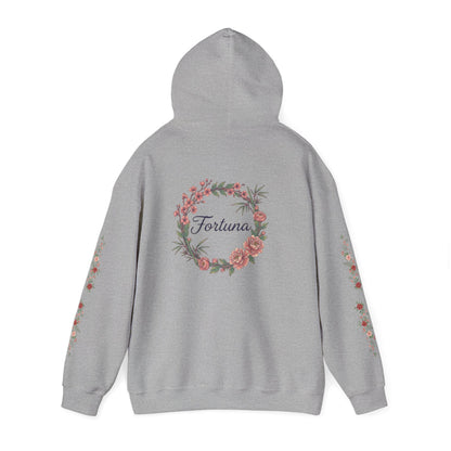 Fortuna floral wreath Hoodie | rose sleeve botanical design