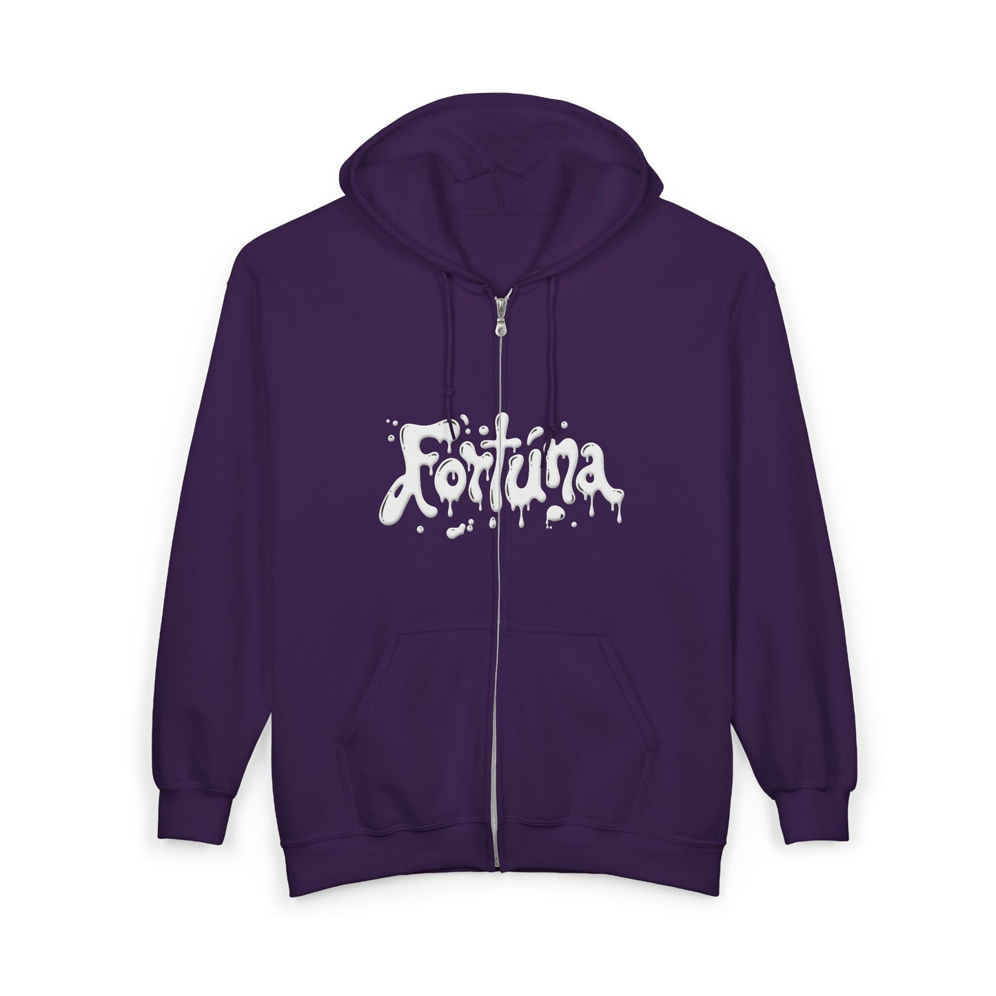 Fortuna Drip Zip Hoodie — Liquid Script Full-Zip Hoodie