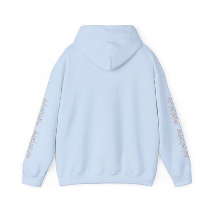 Fortuna hoodie | botanical lettering, sleeve florals