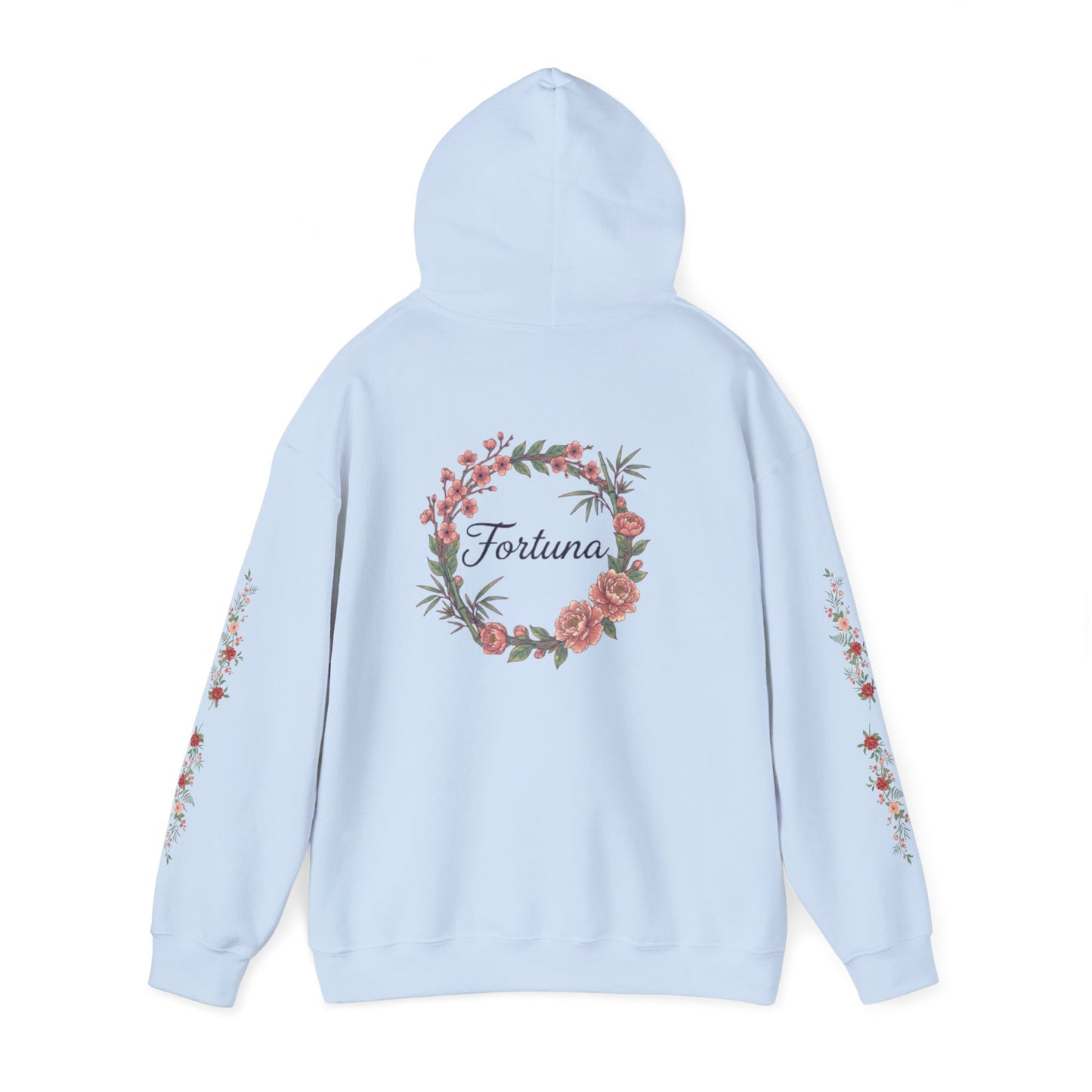 Fortuna floral wreath Hoodie | rose sleeve botanical design