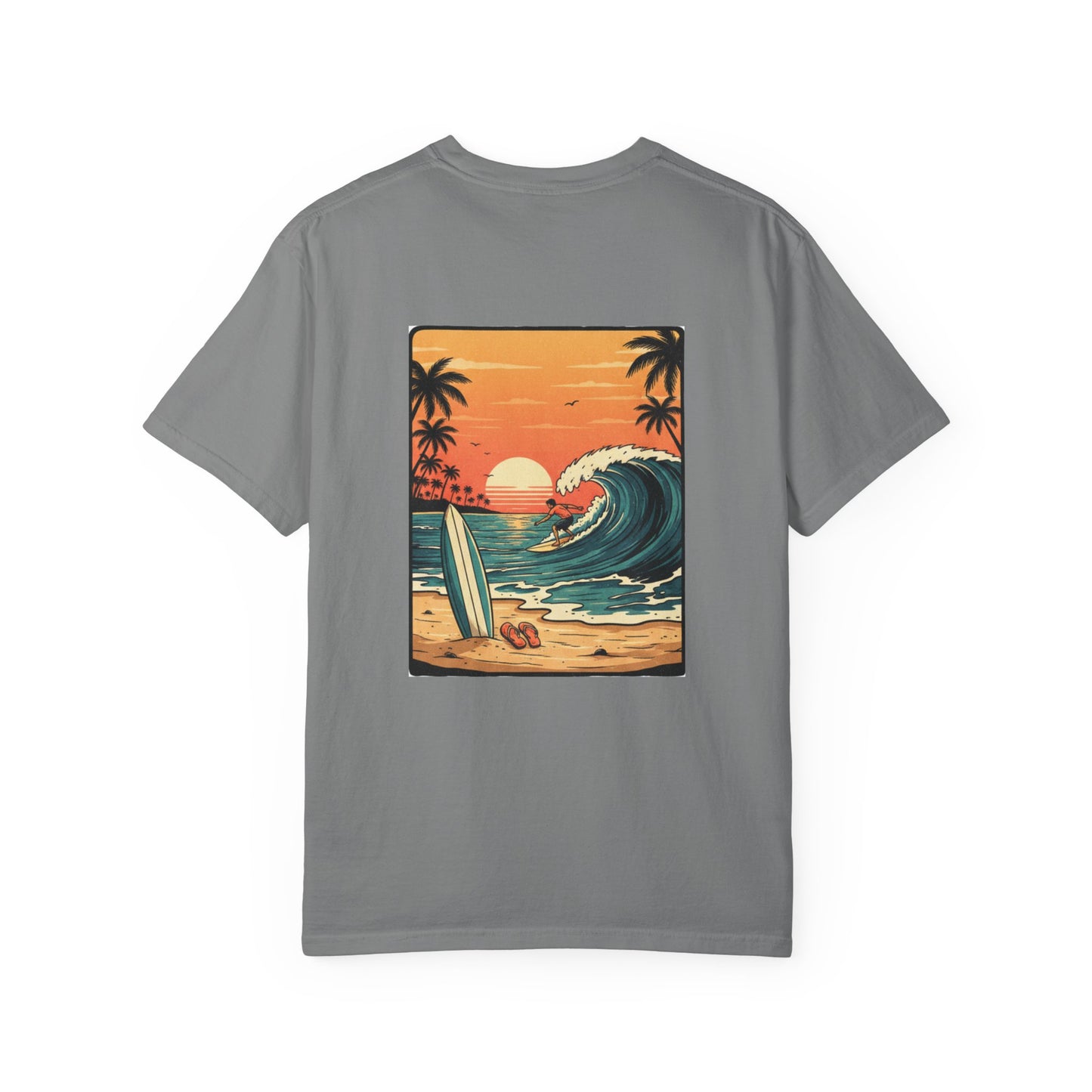 Sunset Surf Scene T-Shirt | Beach Wave Surfboard Tee