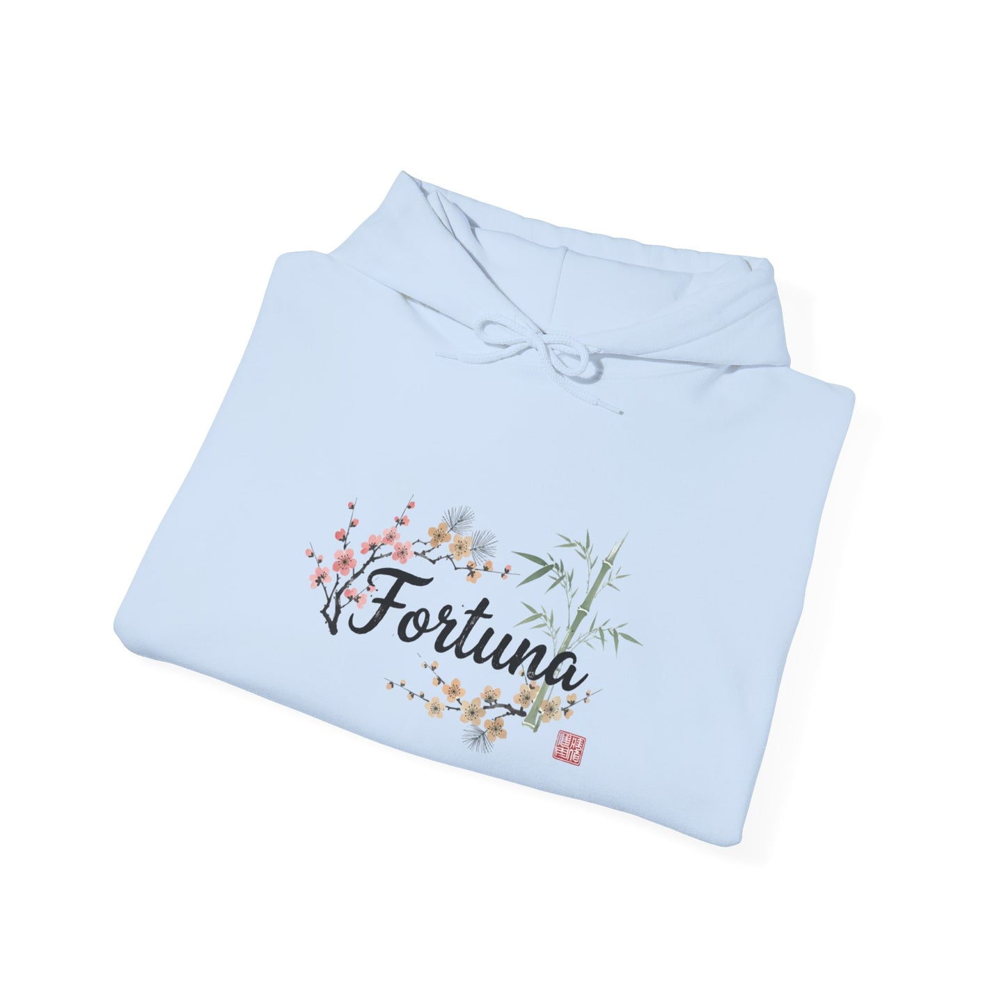 Fortuna hoodie | botanical lettering, sleeve florals