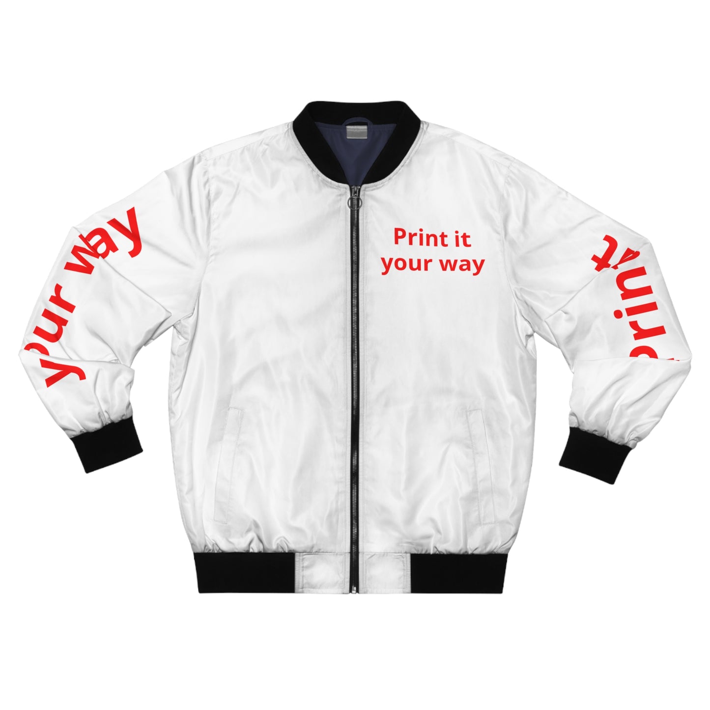 Bomber Jacket — "Print it your way" White Custom Graphic