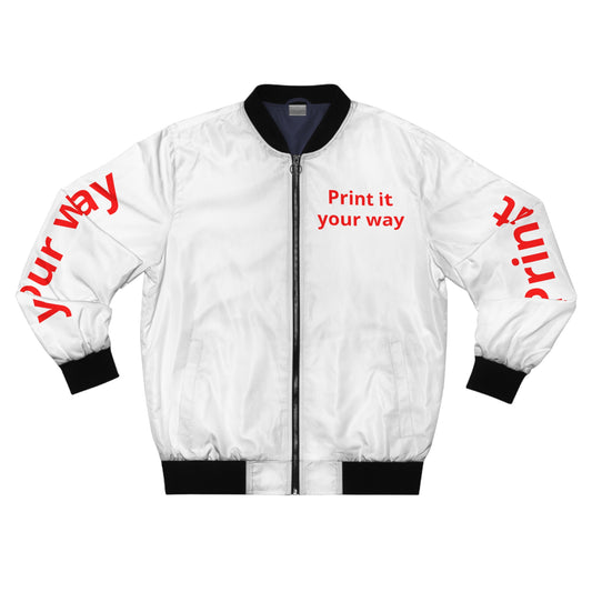 Bomber Jacket — "Print it your way" White Custom Graphic