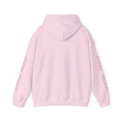 Fortuna hoodie | botanical lettering, sleeve florals