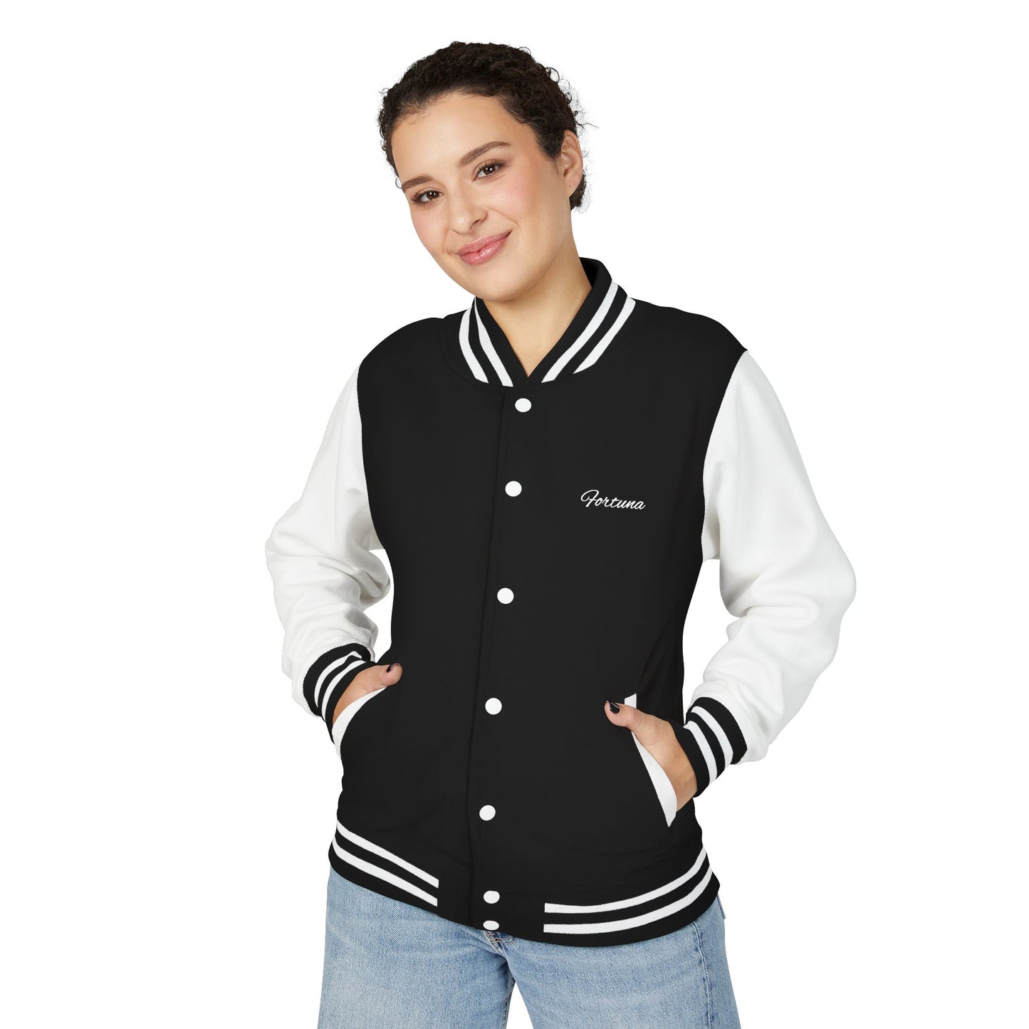 Embroidered Name Letterman Jacket — Classic Black & White Varsity Jacket