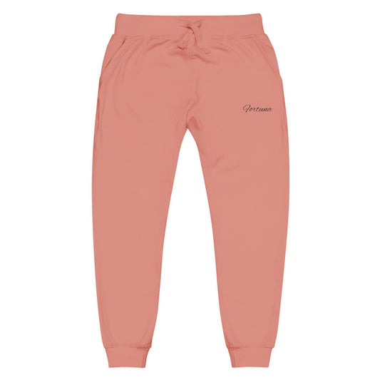 Minimal Script Embroidery Sweatpants | Coral Fleece Joggers