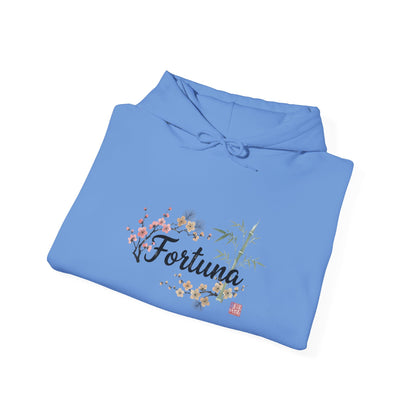 Fortuna hoodie | botanical lettering, sleeve florals