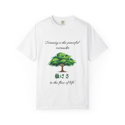 Serenity Tree Quote T-shirt | 'serenity is the peaceful surrender to the flow of