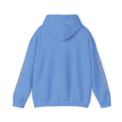 Fortuna hoodie | botanical lettering, sleeve florals