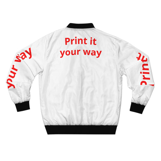 Bomber Jacket — "Print it your way" White Custom Graphic