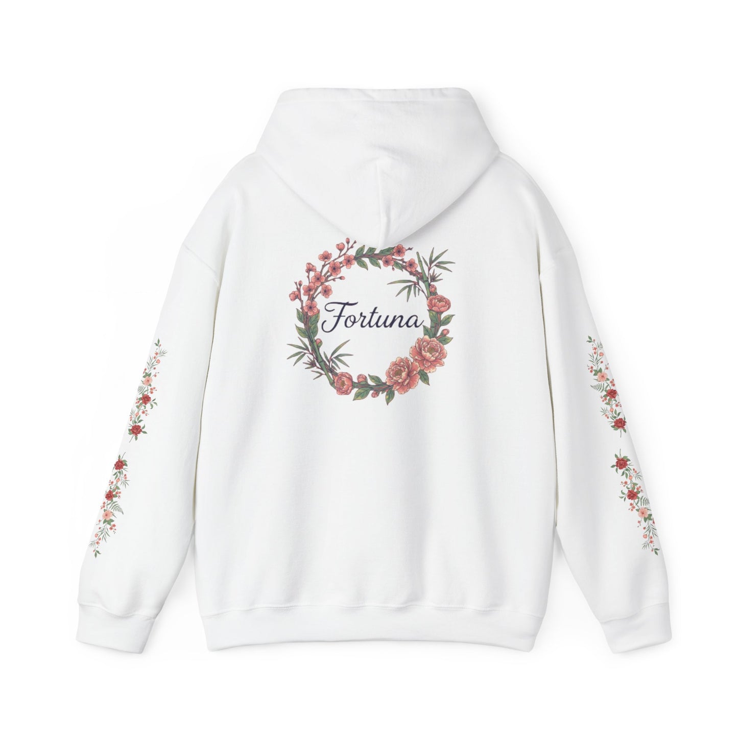 Fortuna floral wreath Hoodie | rose sleeve botanical design