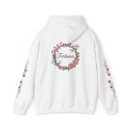 Fortuna floral wreath Hoodie | rose sleeve botanical design