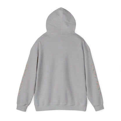Fortuna hoodie | botanical lettering, sleeve florals