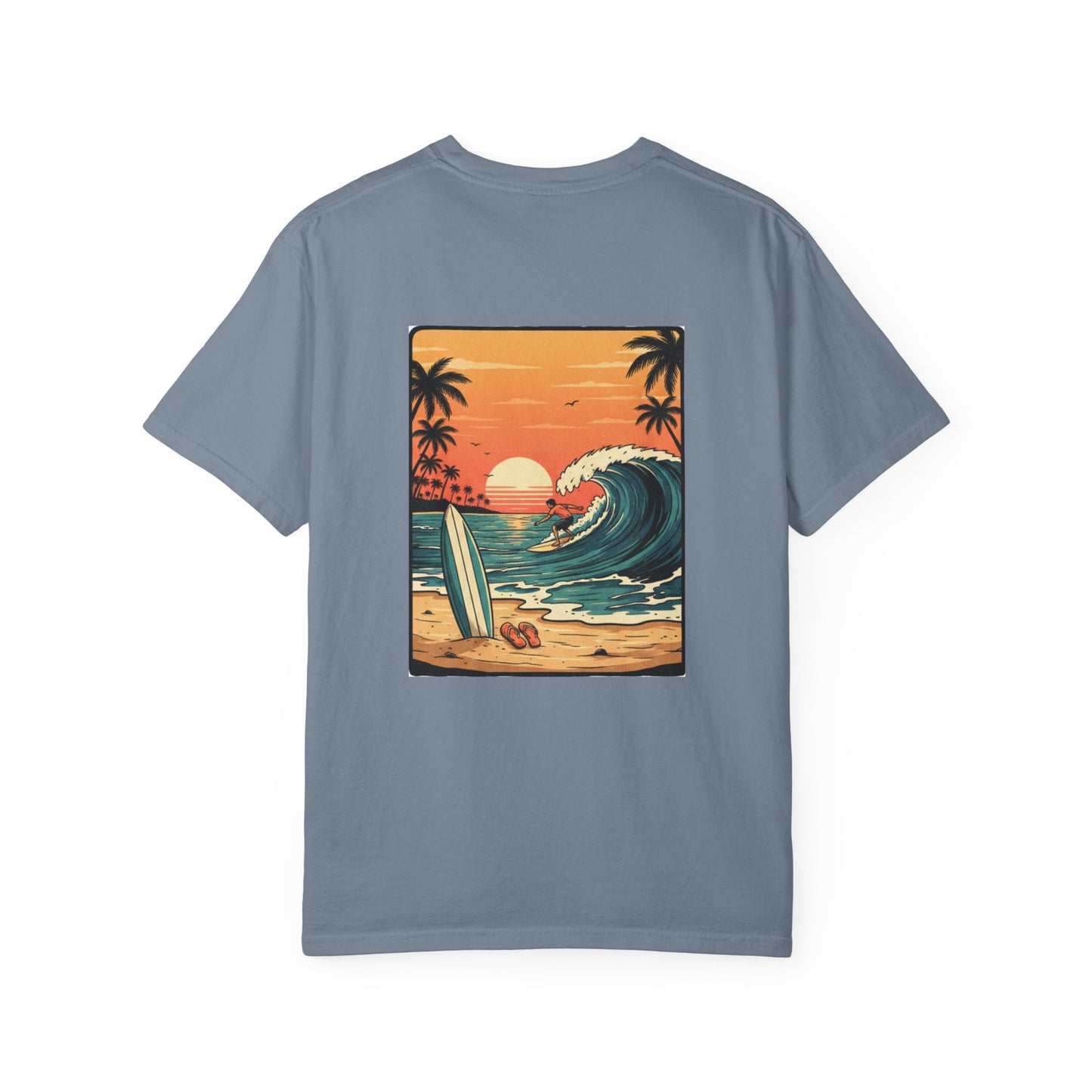 Sunset Surf Scene T-Shirt | Beach Wave Surfboard Tee