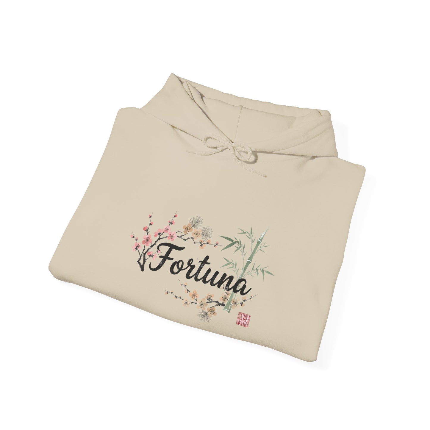 Fortuna hoodie | botanical lettering, sleeve florals
