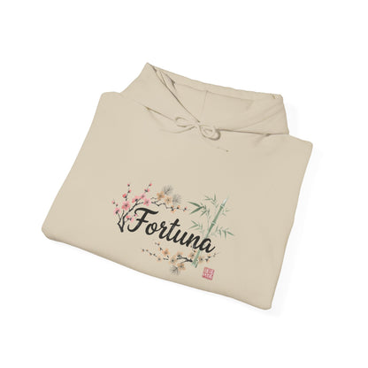 Fortuna hoodie | botanical lettering, sleeve florals