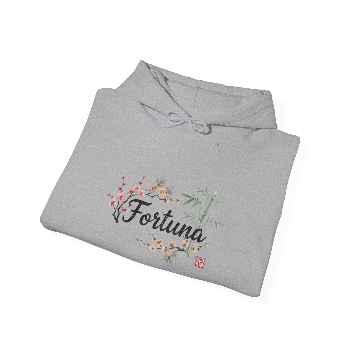 Fortuna hoodie | botanical lettering, sleeve florals