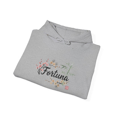 Fortuna hoodie | botanical lettering, sleeve florals