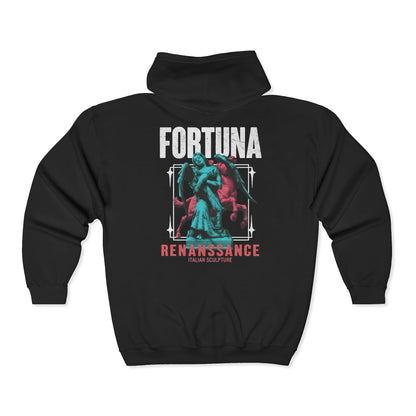 Fortuna Renaissance Graphic Zip Hoodie — Vintage Statue Streetwear