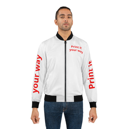 Bomber Jacket — "Print it your way" White Custom Graphic