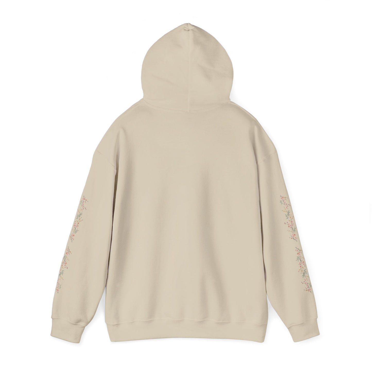 Fortuna hoodie | botanical lettering, sleeve florals