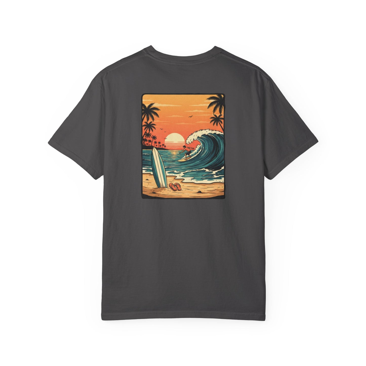 Sunset Surf Scene T-Shirt | Beach Wave Surfboard Tee