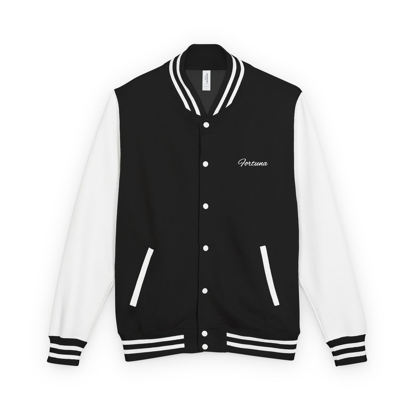 Embroidered Name Letterman Jacket — Classic Black & White Varsity Jacket