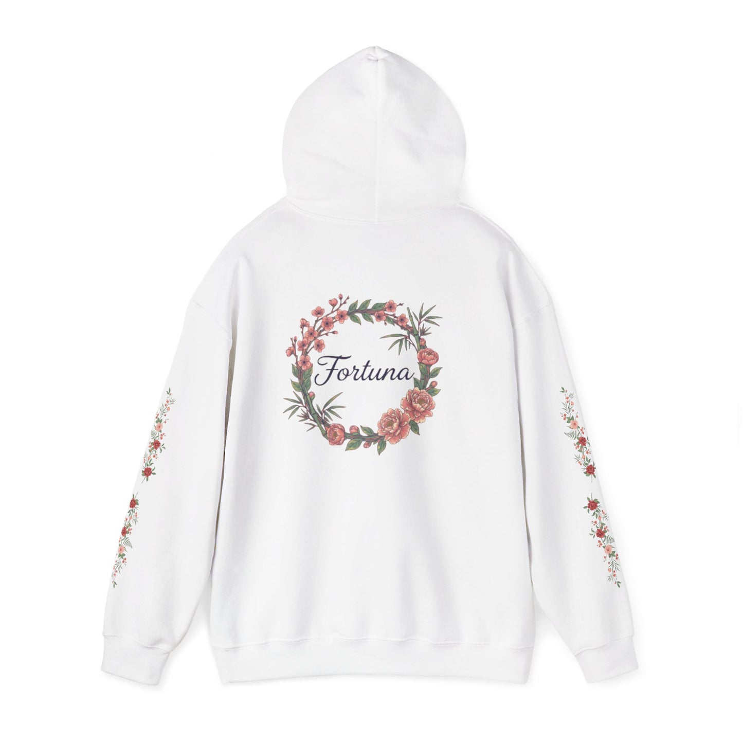 Fortuna floral wreath Hoodie | rose sleeve botanical design