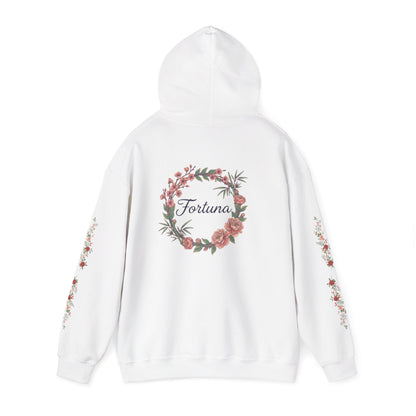Fortuna floral wreath Hoodie | rose sleeve botanical design
