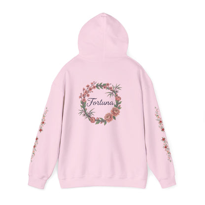 Fortuna floral wreath Hoodie | rose sleeve botanical design