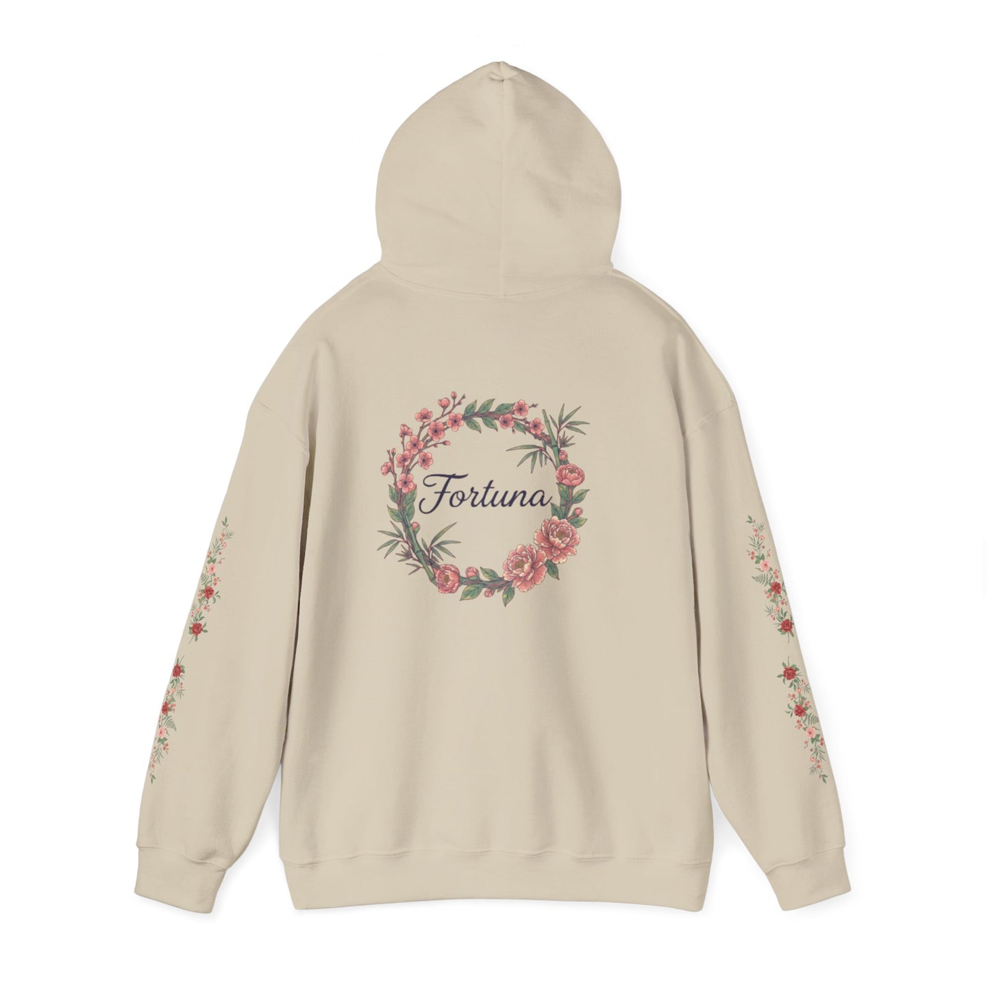Fortuna floral wreath Hoodie | rose sleeve botanical design