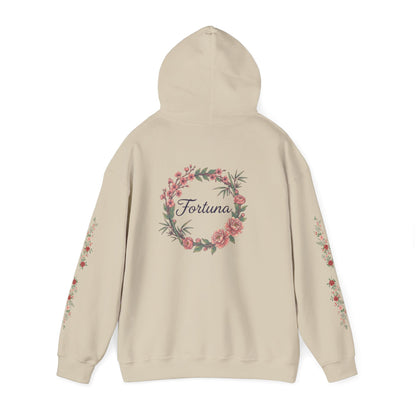 Fortuna floral wreath Hoodie | rose sleeve botanical design