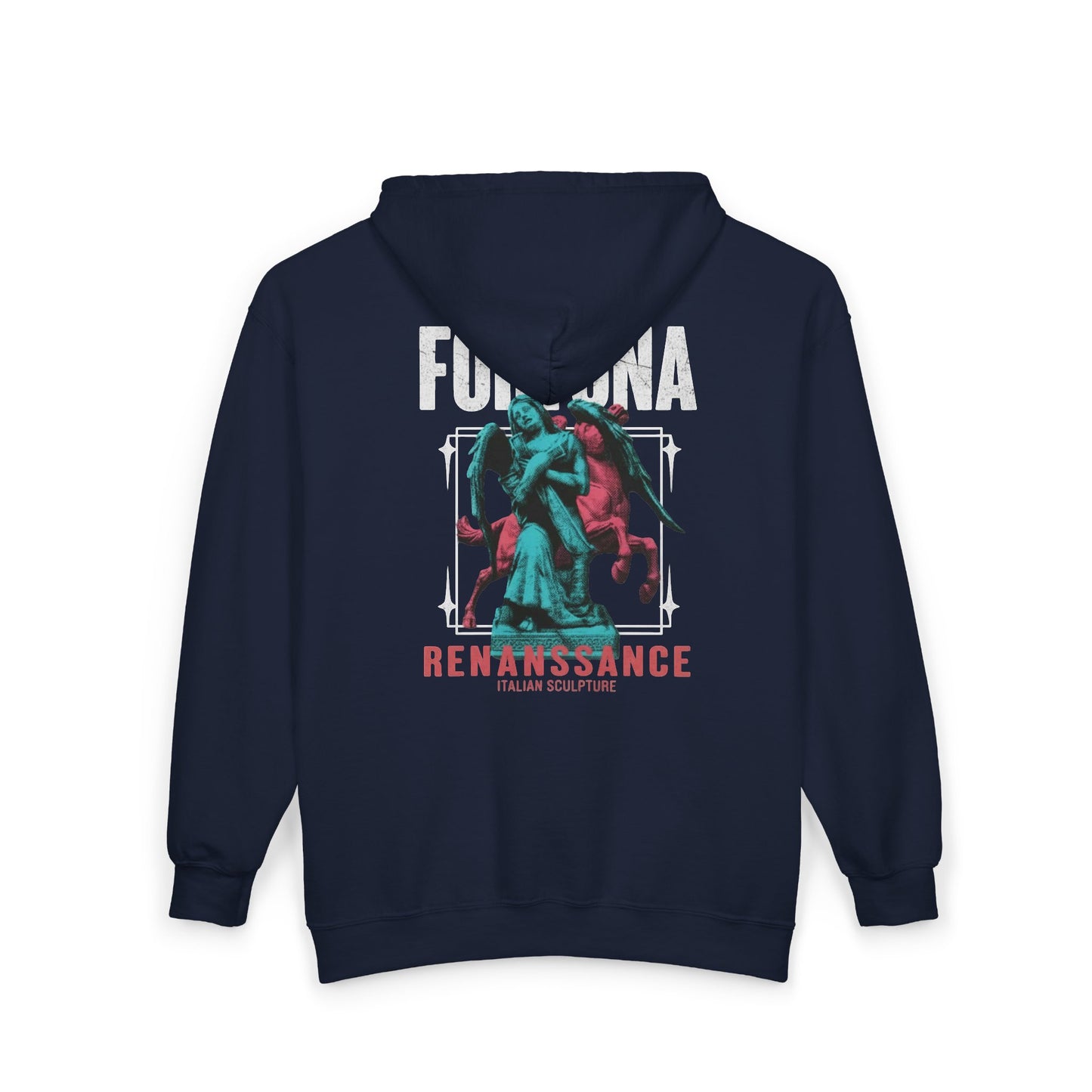Fortuna Renaissance Graphic Zip Hoodie — Vintage Statue Streetwear
