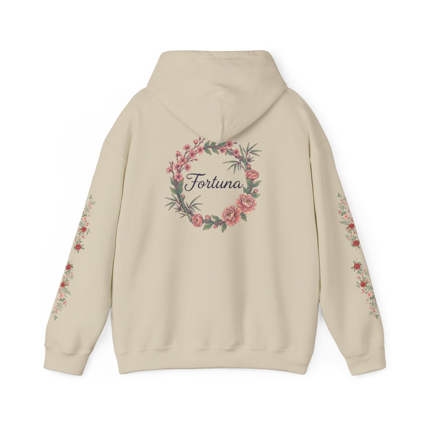 Fortuna floral wreath Hoodie | rose sleeve botanical design