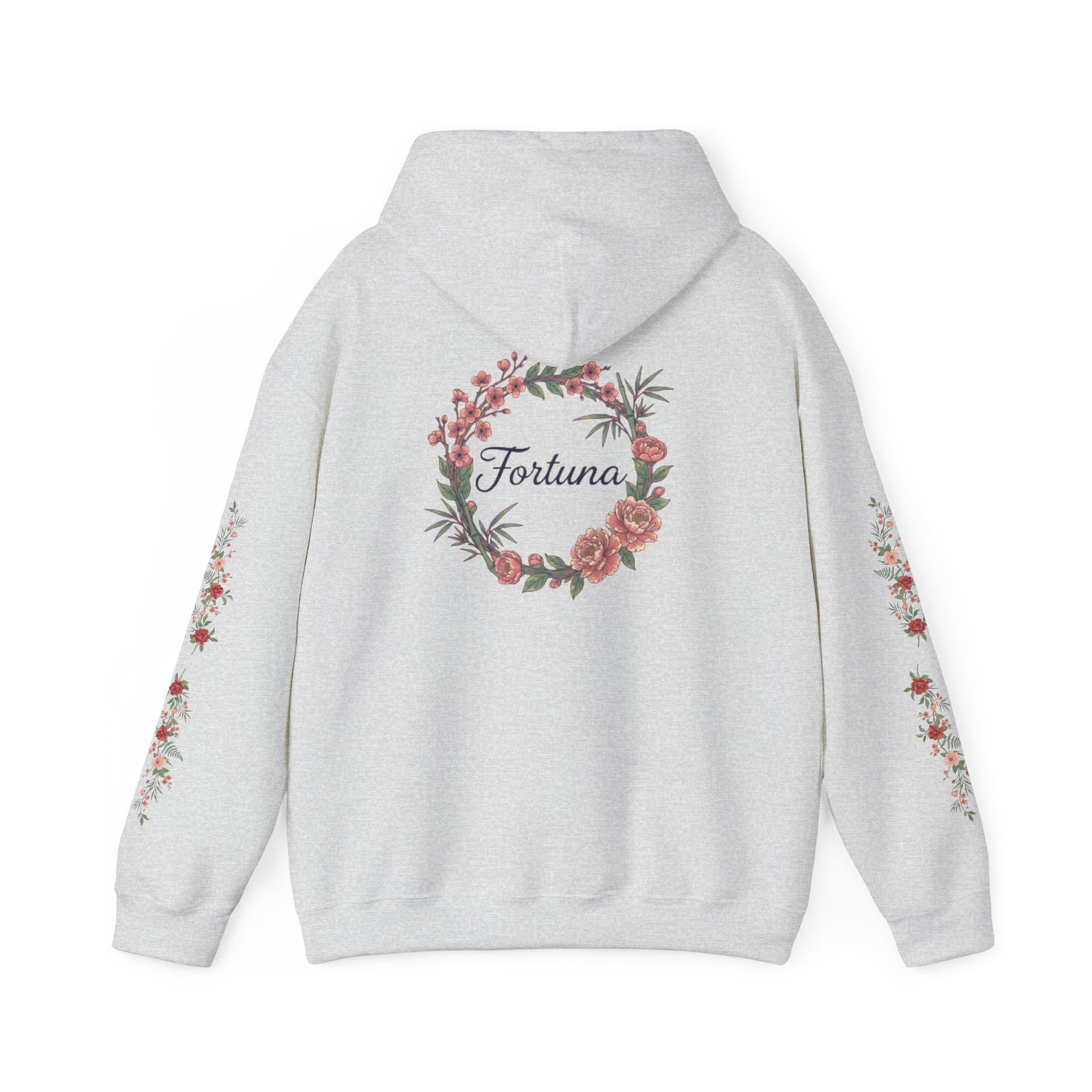 Fortuna floral wreath Hoodie | rose sleeve botanical design