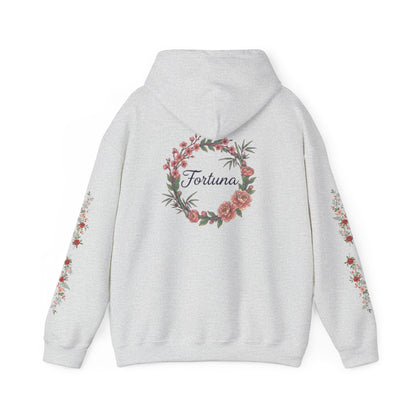 Fortuna floral wreath Hoodie | rose sleeve botanical design