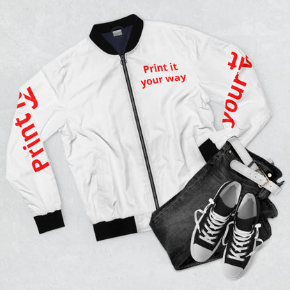 Bomber Jacket — "Print it your way" White Custom Graphic