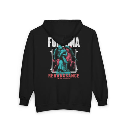 Fortuna Renaissance Graphic Zip Hoodie — Vintage Statue Streetwear
