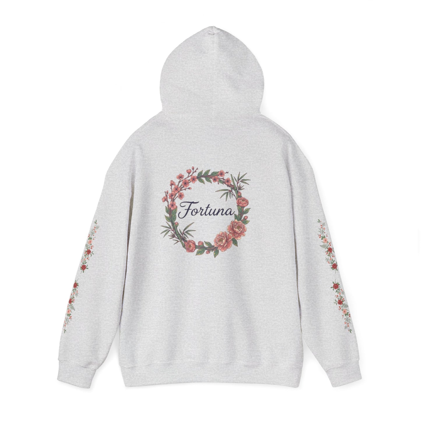 Fortuna floral wreath Hoodie | rose sleeve botanical design