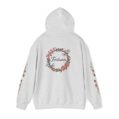 Fortuna floral wreath Hoodie | rose sleeve botanical design